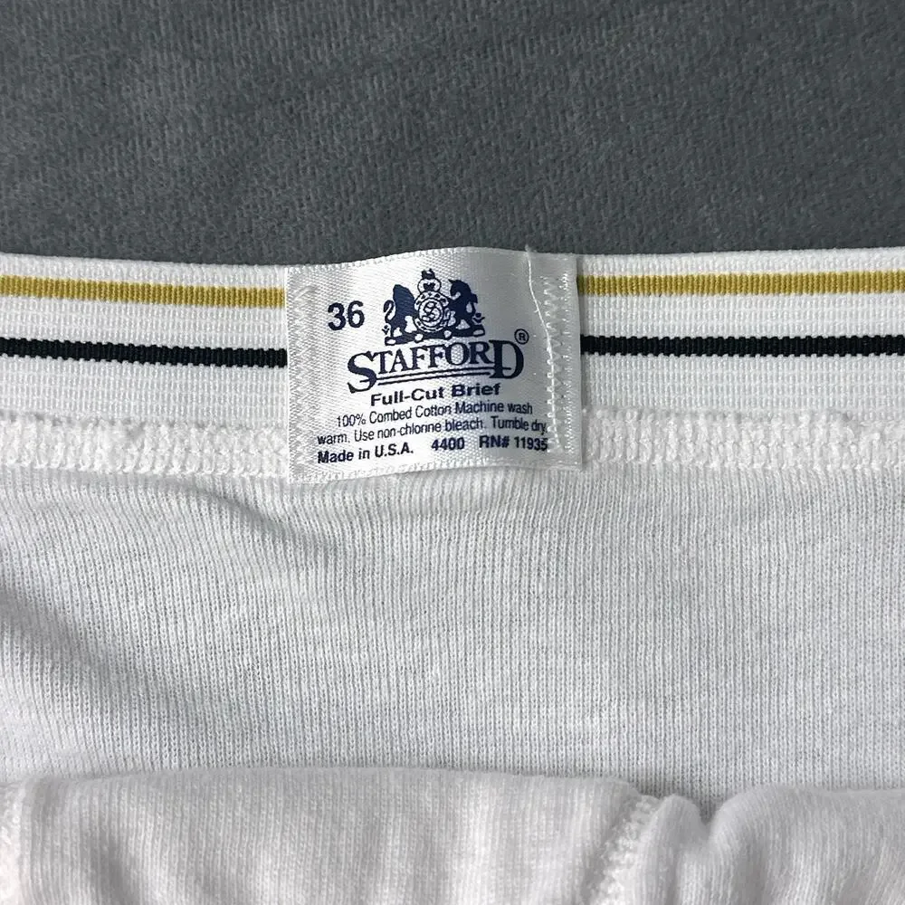 Vintage Stafford Full Cut Brief Size 36 100% Combed Cotton Underwear White USA 2